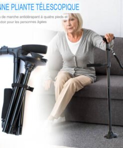 Bâton de marche télescopique, canne pliante à LED