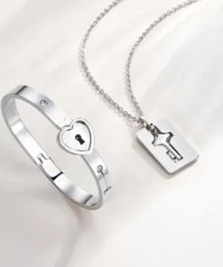 2 Pièces Bracelet Collier Couple Clé Serrure
